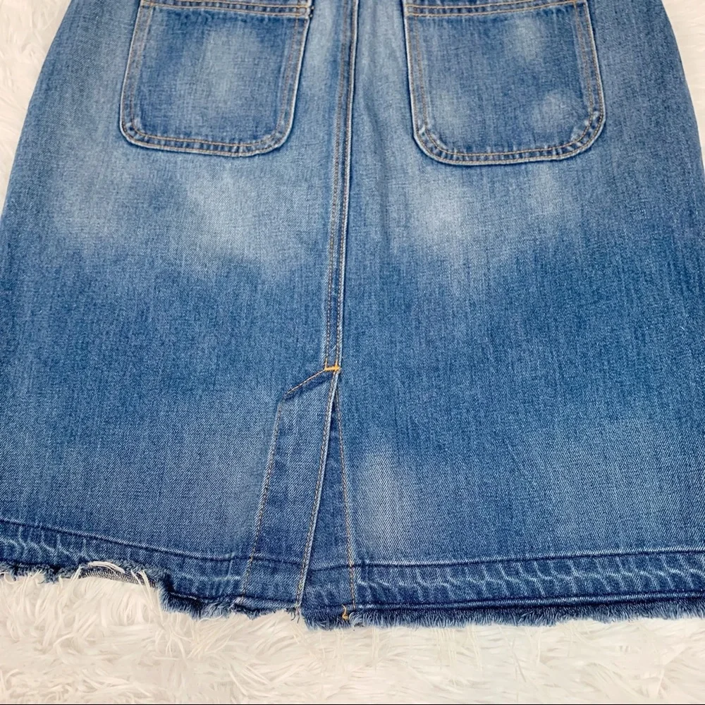 Rag &‎ bone Santa Cruz denim pencil skirt button front released raw hem